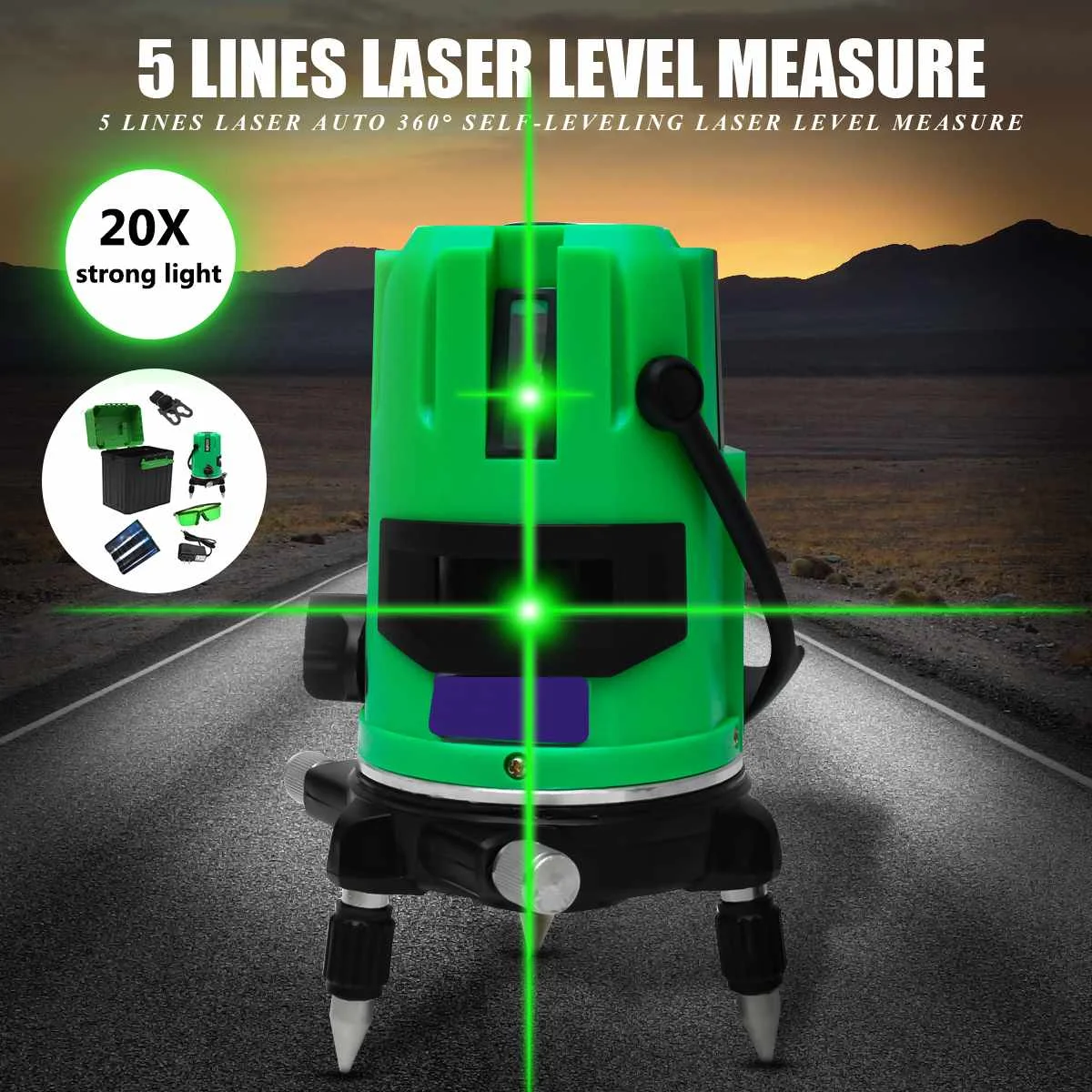 

20 times Green Beam Laser Level 5 Lines Auto Self Leveling Vertical Horizontal Cross Tool Levels