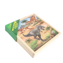 3-в-1 динозавр тема деревянный двухсторонний головоломка Ассамблеи Игрушка для развития интеллекта ребенка раннего образования головоломки игрушки