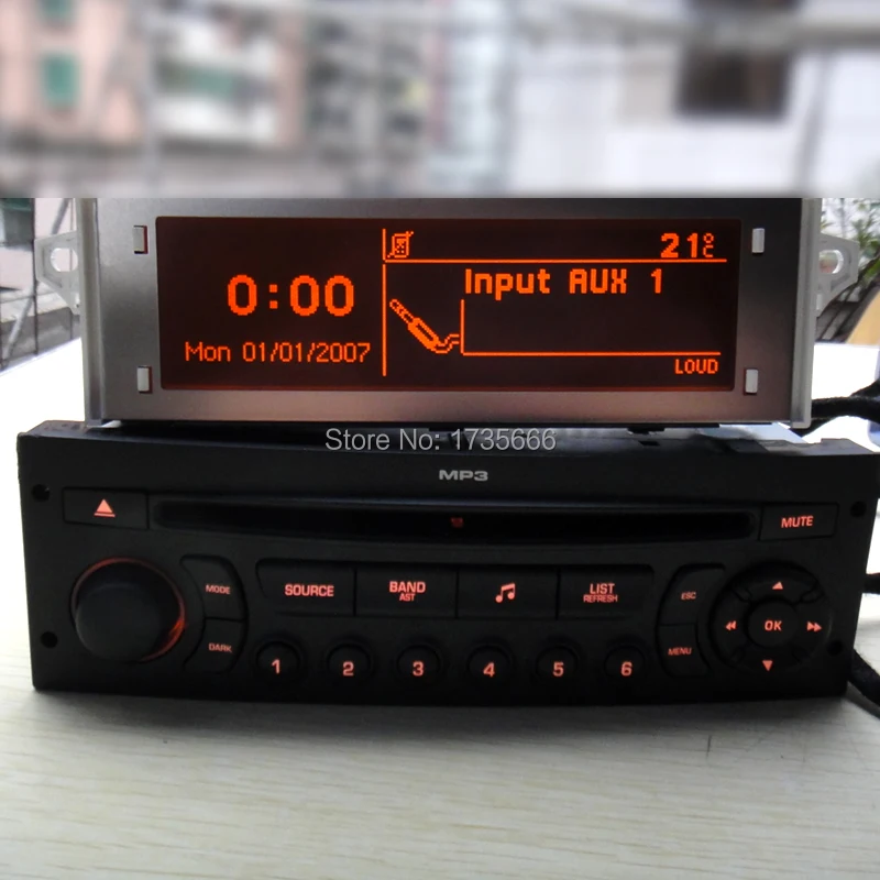  Original rojo monitor + RD45 radio de coche reproductor de CD compatible con Bluetooth USB AUX MP3 