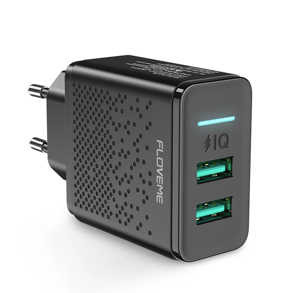 

FLOVEME Dual USB Charger For iPhone X 7 8 iPad 5V 2.4A Fast Charging Wall Phone Charger For Xiaomi Huawei Mate 20 Pro EU Adapter