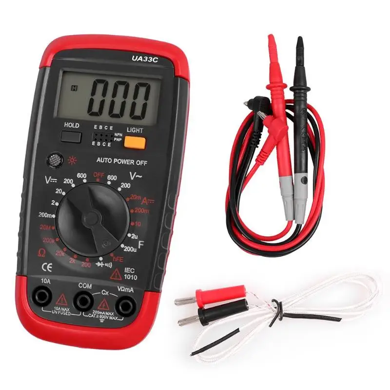 

UA33C Handheld Digital Multimeter DC AC Voltage Current Meter Resistance Diode Temperature Tester Ammeter Voltmeter
