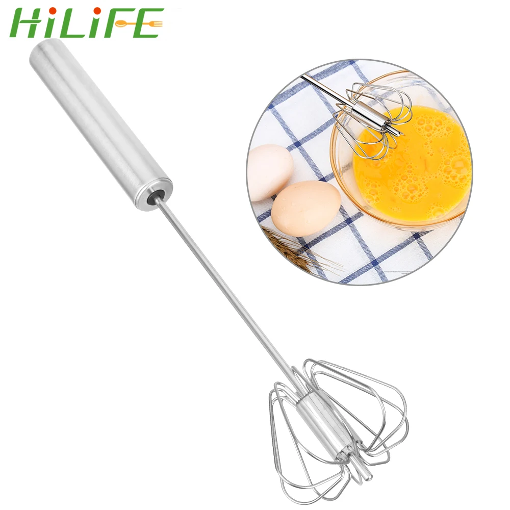 

HILIFE Cooking Tool Rotate Hand Egg Beaters Semi-automatic Mixer Egg Beater Stainless Steel Cream Stirring Manual Self Turning