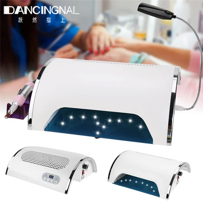 

3 In 1 Strong Power 54W Nail Fan Art Salon Suction Dust Collector Vacuum Cleaner Nail Dust Collector + UV LED Nail Dryer Lamp