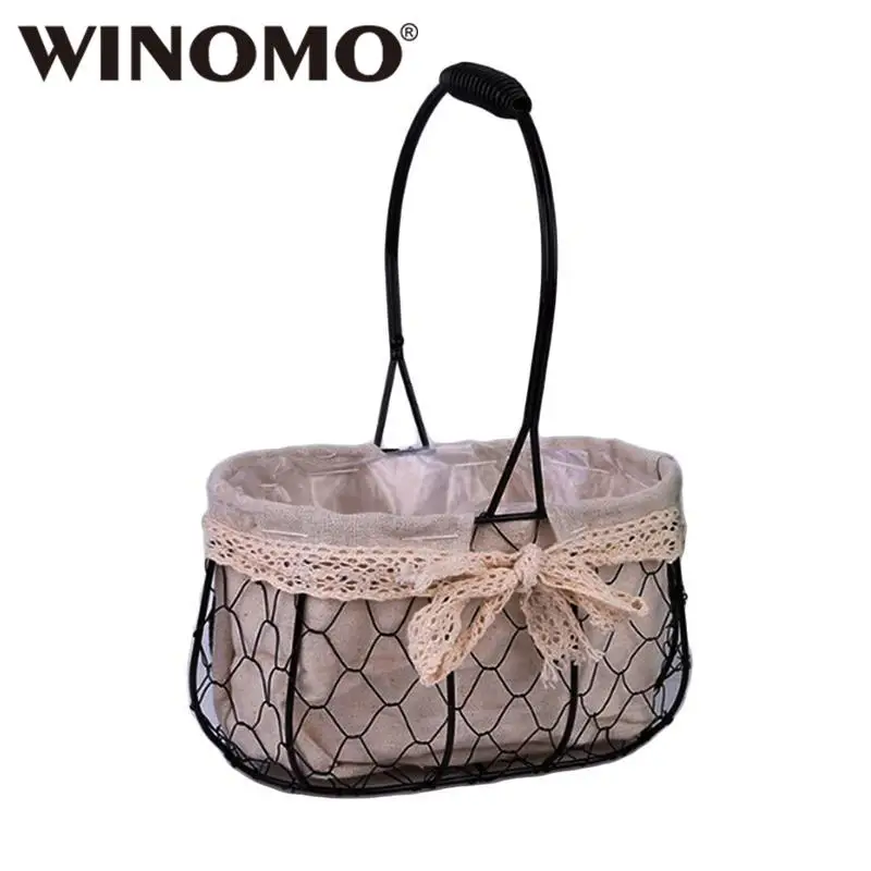 WINOMO тканевый художественный ретро портативный цветок корзина церемония вечерние Кружева Бант Свадебная вечеринка Цветок Девушка Корзина