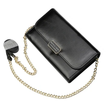 

Solid Women Wallets with Metal Chain Strap Large Capacity Crossbody Purse Long Clutch Wallet Multifunction Coin Purse Ladies