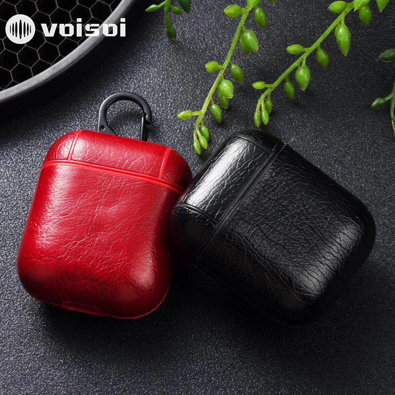 For AirPods Genuine Leather Shock Proof Protective Case Sleeve Skin Cover With Metal Buckle Wireless Headphone Charging Box