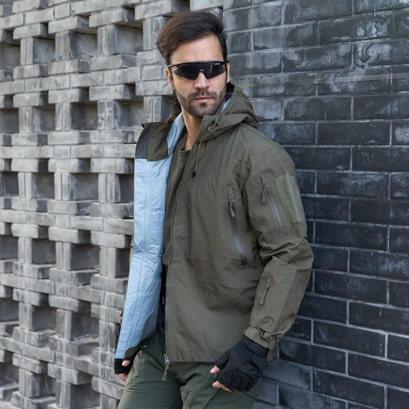 

Spring Hoodie Military Tactical Hard Shell Jackets Man Windproof Multi-pocket Coat Army Down Combat Rip-stop Windbreaker Jackets