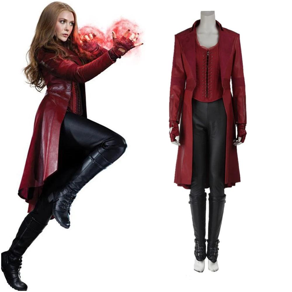 Новый костюм для косплея Капитана Америки Wanda Maximoff Scarlet Witch|Костюмы из фильмов и