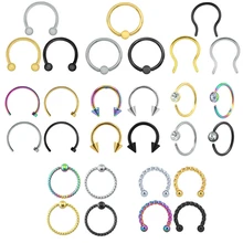 AOEDEJ316 нержавеющая сталь перегородка кольцо в нос спираль Ушной Хрящ Пирсинг для соска бровей Кольца губы Лабрет пирсинг ювелирные изделия для тела