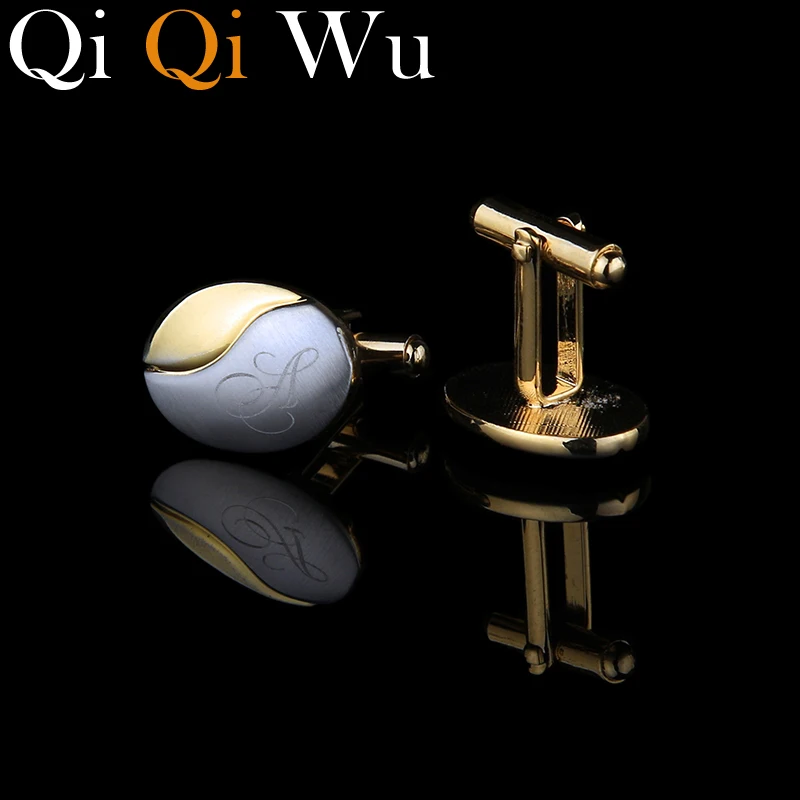 Золотые запонки для мужчин Qi Wu индивидуальные свадебные подарки с гравировкой на