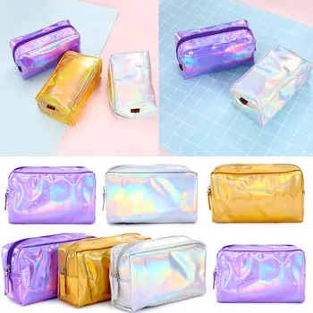 

Laser Purse Pencil Cosmetics Make up Bag Holographic Hologram Metallic Color