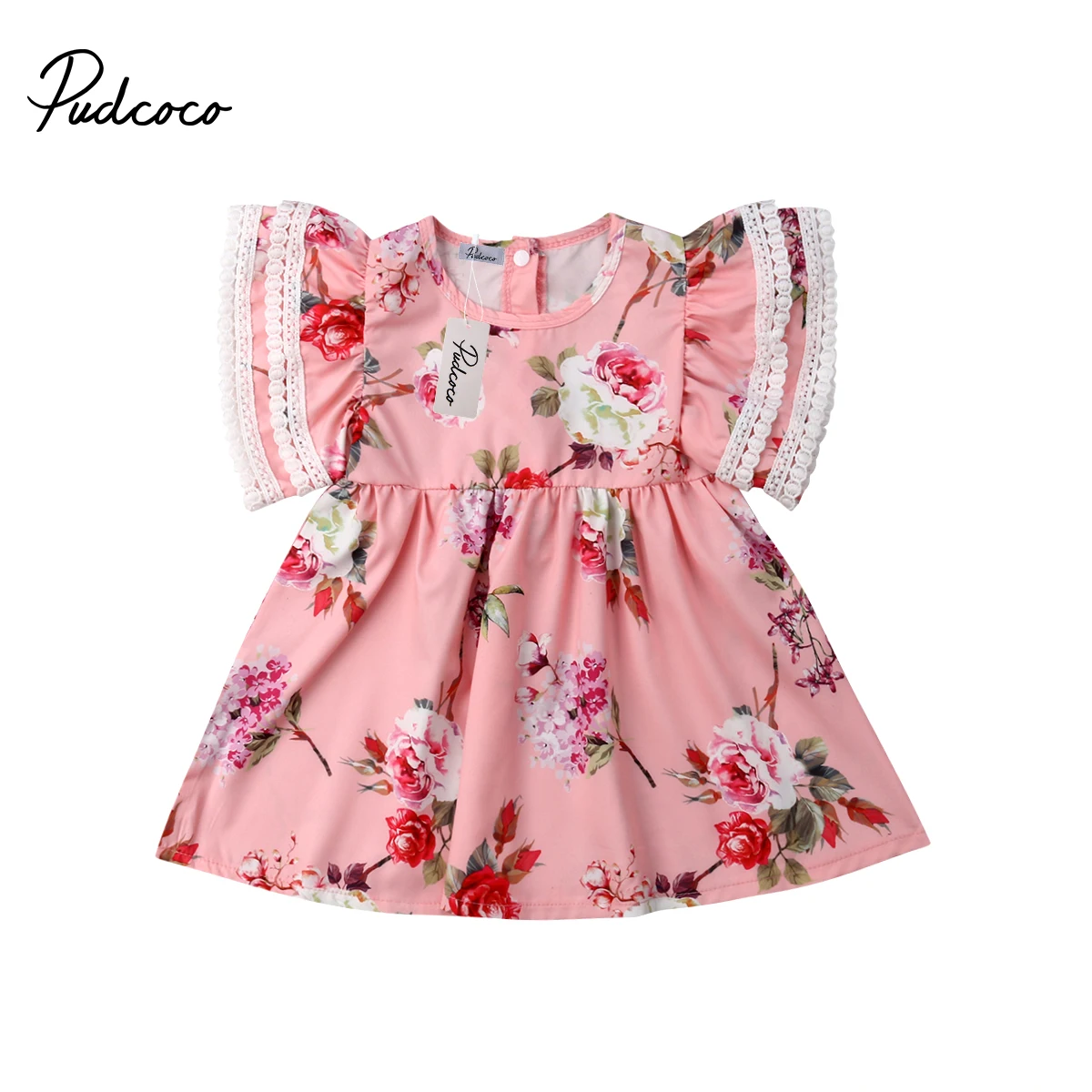 

2019 Infant Toddler Child Baby Princess Girls Party Pageant Tutu Dress Ruffled Clothes Floral Outfit Dress+ Strap Bib Shorts Set