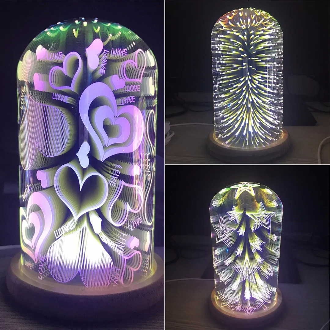 1 шт 3D USB Стекло Starburst красочные светодиодный настольная лампа акцент прикроватная ночник Декор