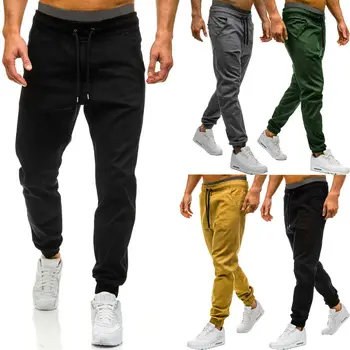 

New Men Fashion Casual Solid Pants Gym Baggy Bottoms Dance Jogging Trousers Pants Sports Gym Sweat Pants