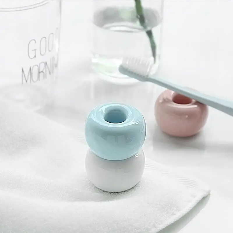 

Houkiper Mini Vintage Ceramic Toothbrush Holder Porcelain Tooth Brush Stand Bathroom Storage Organizer Ring