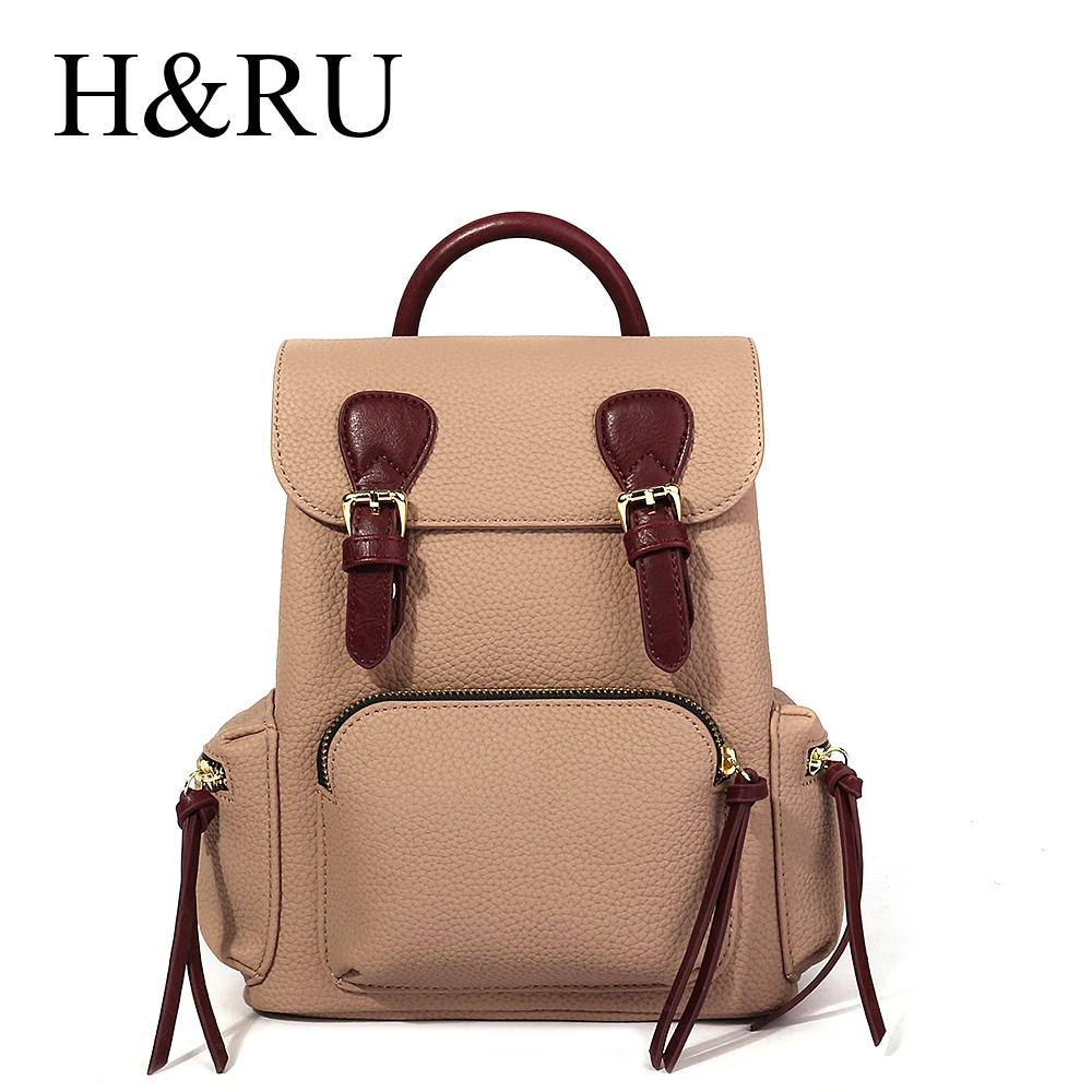 

Fashion Ladies Backpack Soft PU Leather High Quality Zipper School Bag Shoulder Bag Backpacks for Youth Brown