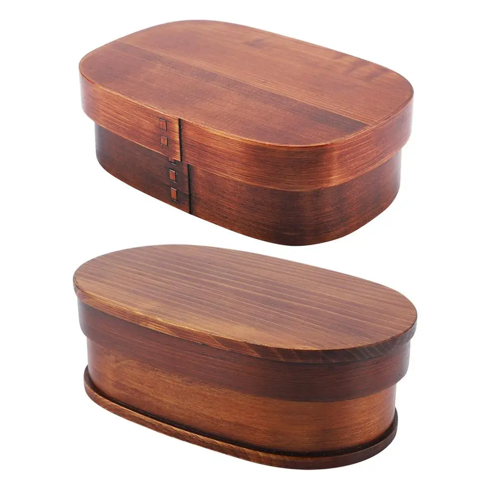 

Vintage Natural Wooden Lunch Containers Box Wood Bento Lunch Boxes