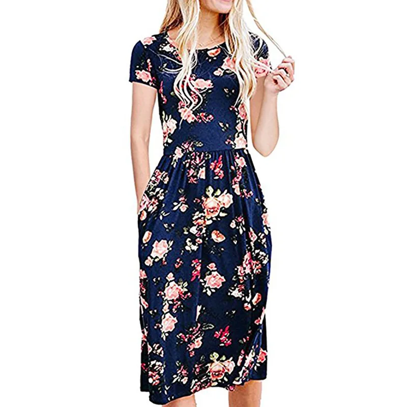 

Floral Elastic Waist Beach Dress 2019 New Korean Fashion Sleeveless Long Summer Dress A Line Women Dress Bohemian Dress Vestido