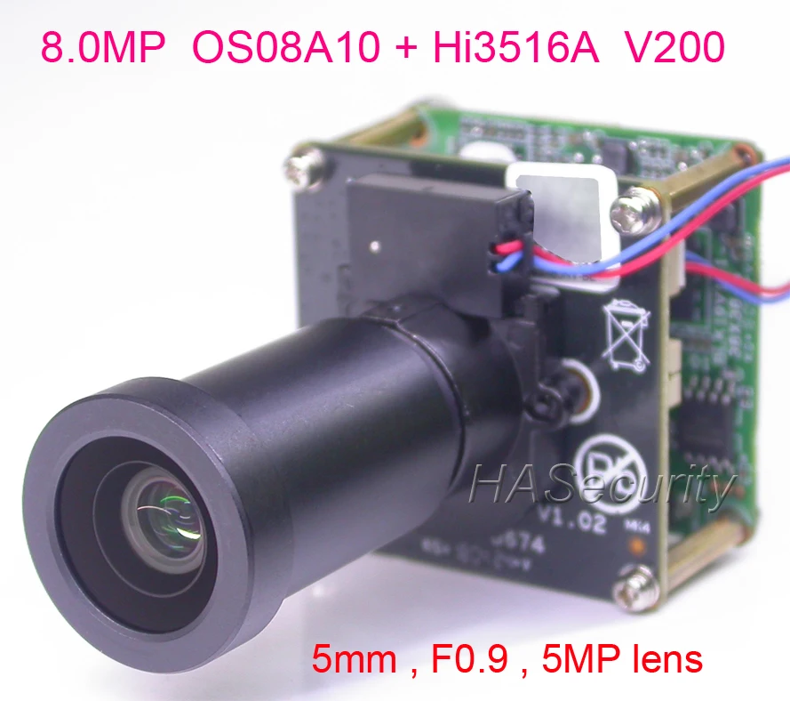 

8.0MP (4K/2K) H.265 IPC 1/1.8" OmniVision OS08A10 CMOS sensor Hi3516A V200 IP CCTV camera PCB board module +LAN cable +M16 LENs