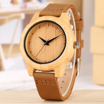 

Engraved Words Wood Watch Leather Band Men's Quartz WristWatch To Son Boyfriend Environmental Protection Gifts for Men Women