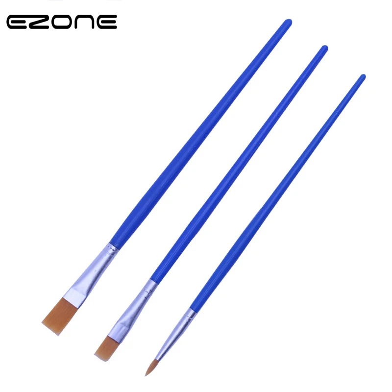 

EZONE Nylon Hair Paint Brush For Children Watercolor Oil Painting Flat Hook Link Brush Acrylic Gouache Drawing School Art Supply