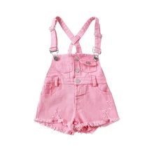 Детская одежда для маленьких девочек; Комбинезоны из джинсовой ткани; синие хлопковые джинсы с потертостями; комбинезоны без рукавов с бантом; комбинезоны