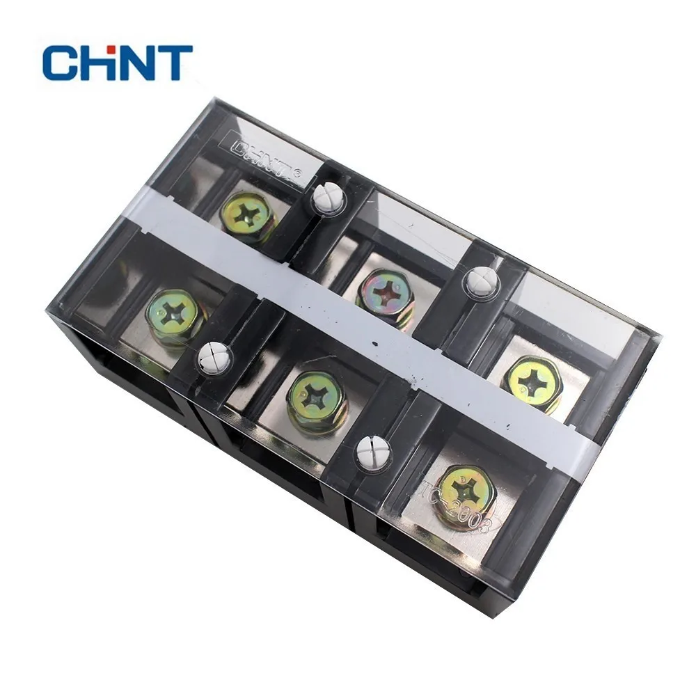 

CHNT TC-2003 Fixed Type High Electric Current Connection Dual Row Screw Terminal Block Strip 200A 3P Copper Sheet