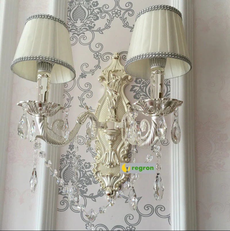 European Candle Crystal Wall Lamp Living Room Dining Room Silver Double Head Sconce Wall Lights Warm antique Led Wall Light European Candle Crystal Wall Lamp Living Room Dining Room Silver Double Head Sconce Wall Lights Warm antique Led Wall Light