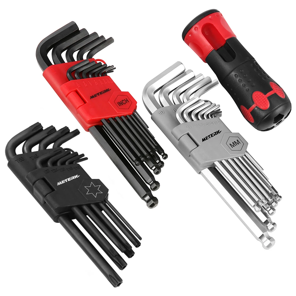 

Meterk 36pcs Universal Hex Key Allen Wrench Set Star Key Head Screw Wrench Internal Hexagonal Spanner Inch/Metric/Star
