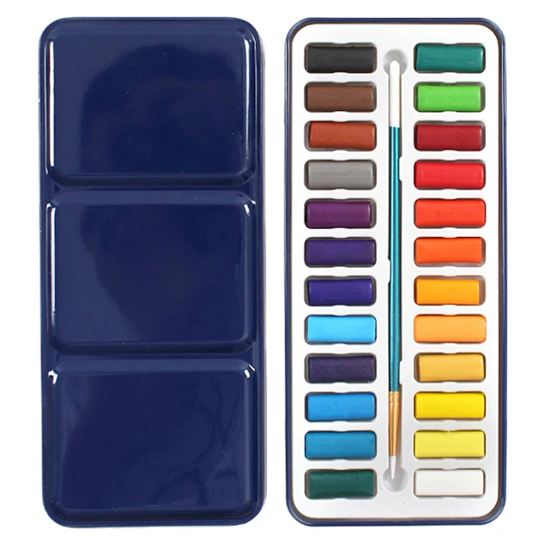 

24 Colors Portable Tin Box Solid Watercolor Paints Set For Artist School Student Drawing Painting Stationery Art Supplies 21.5