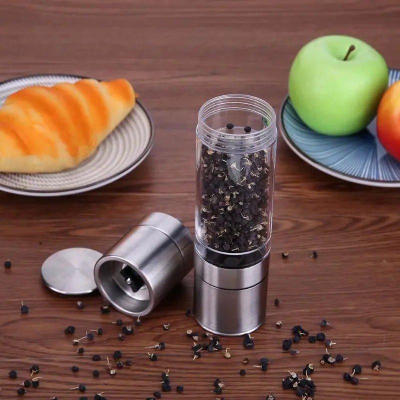 

Pepper Mill Grinder 2in1 Stainless Steel Manual Pepper Muller Grender Spice Sauce Mill Grinding for Cooking Restaurants