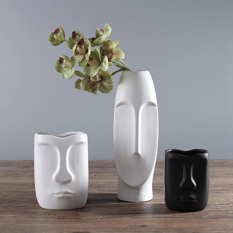 Нордический минимализм абстрактная керамическая ваза лицо художественная выставка декорация зала голова Форма ваза
