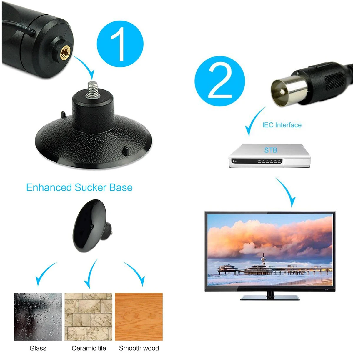 SOONHUA 12dBi воздушная комнатная ТВ антенна для DVB T TV HD Digital Freeview усилитель с высоким