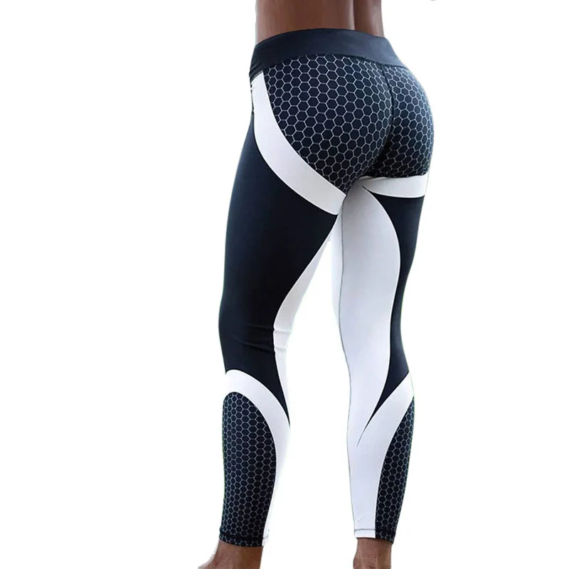 

Pattern Print Leggings fitness Leggings For Women Sporting Workout Leggins Elastic Slim Black White Pants 26