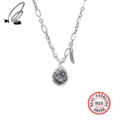 Настоящее S925 стерлингового серебра народная-Пользовательские Винтаж перо кулон Цепочки и ожерелья витая Цепочка тайский серебряный Necklack