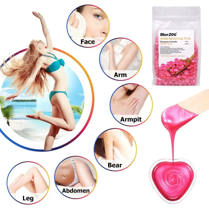 1000g Hard Wax Beans Pellet Waxing Bikini Depilacion Hot Film Flawlessness Hair Removal Bean Hair Removal Spray Bean No Strip