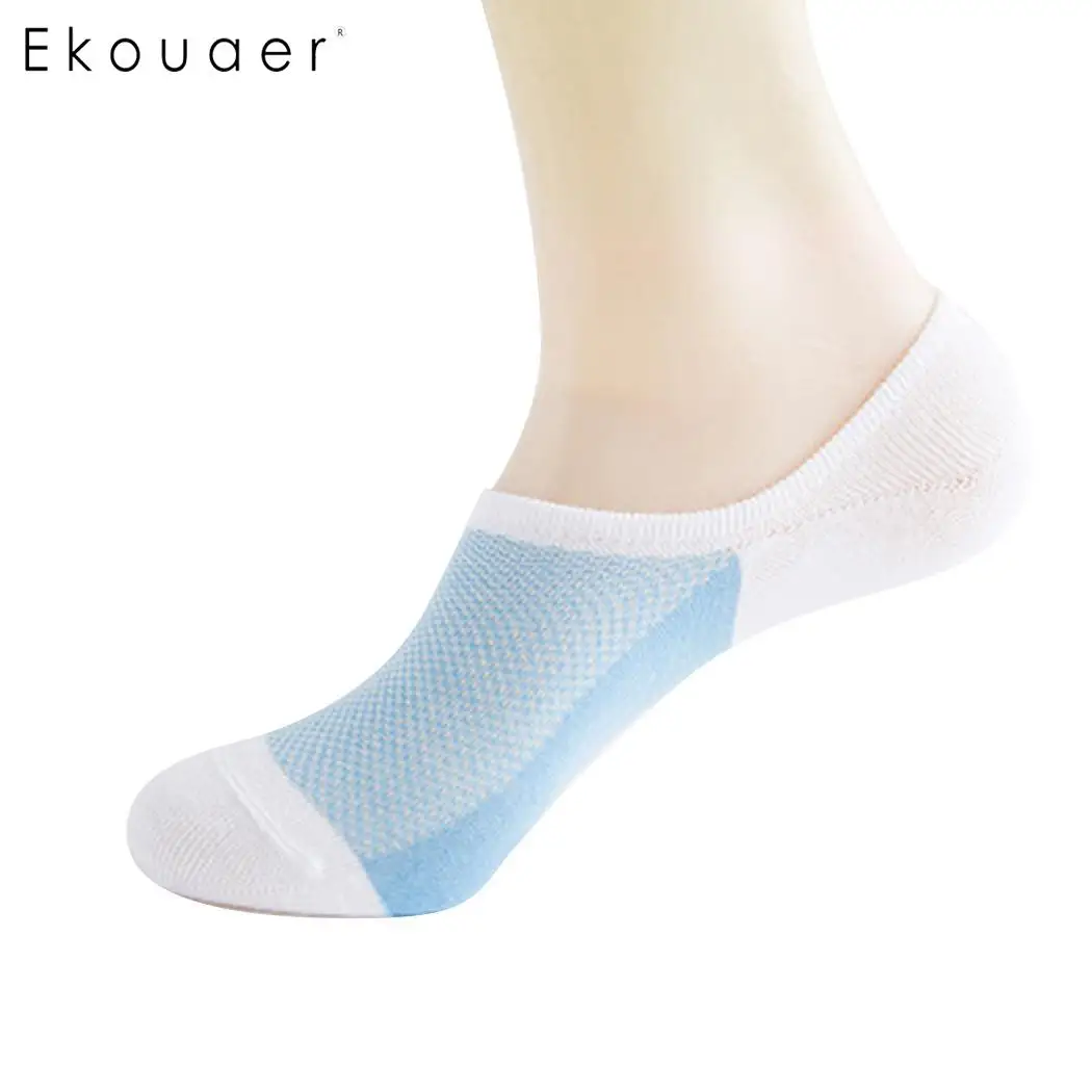 Ekouaer 5 пар/лот Мужские дышащие невидимые хлопковые носки нескользящая Лодыжка