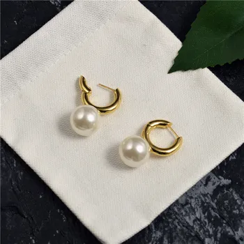 

French simple cold wind big pearl earrings female autumn and winter models net red earrings