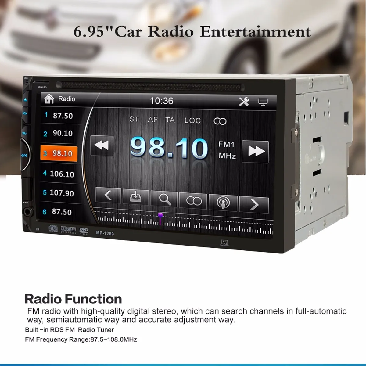 

7" 2 din car radio HD Autoradio Player DVD/MP4/MP5 for Touch Screen Digital Display bluetooth USB Car Multimedia Player