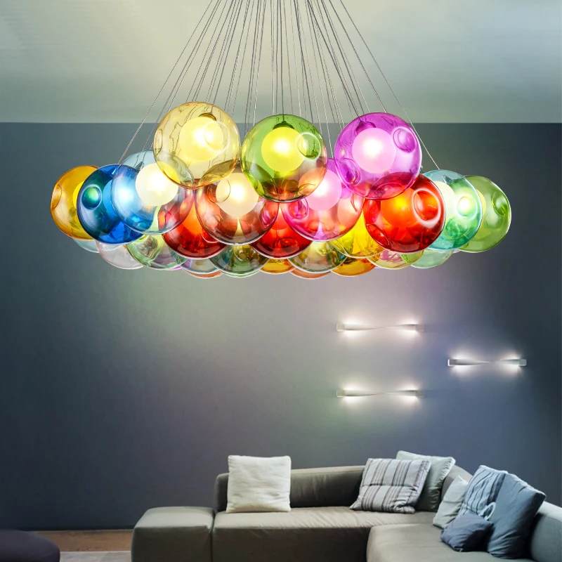 

Omicron Colorful Line Chandelier Led Home Decor Lights Modern Power Living Room Bedroom Hotel Hanging Suspension Lamp
