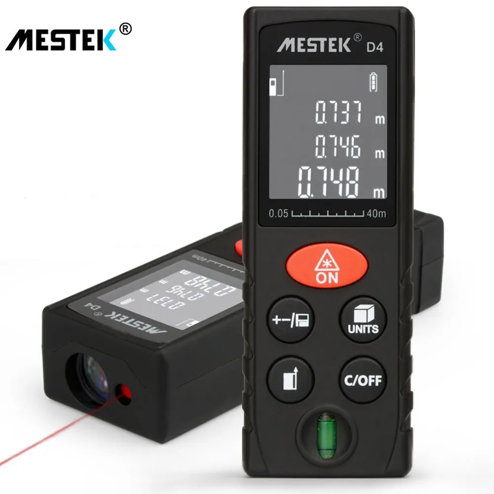 

MESTEK D4 100M Laser Distance Meter Rangefinder Double Water Balance Data Record Area Volume Measurement