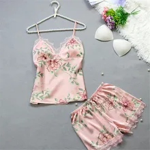 Женские летние цветочные Chiffion Seet пижамы наборы кружева Stichwing Ночная рубашка пижамы