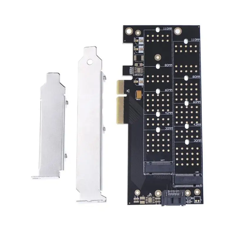 

PCI-E 4x to NVMe M.2 NGFF B Key + M.2 NGFF M Key SSD Slot Adapter Card