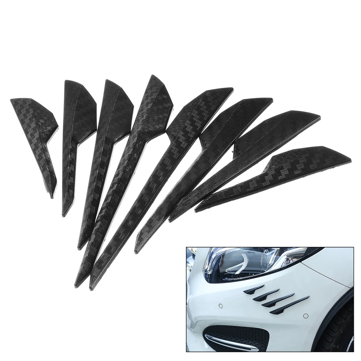 6PCS Car Truck Bumper Lip Splitter Fins Body Spoiler Canards Refit Carbon Fiber