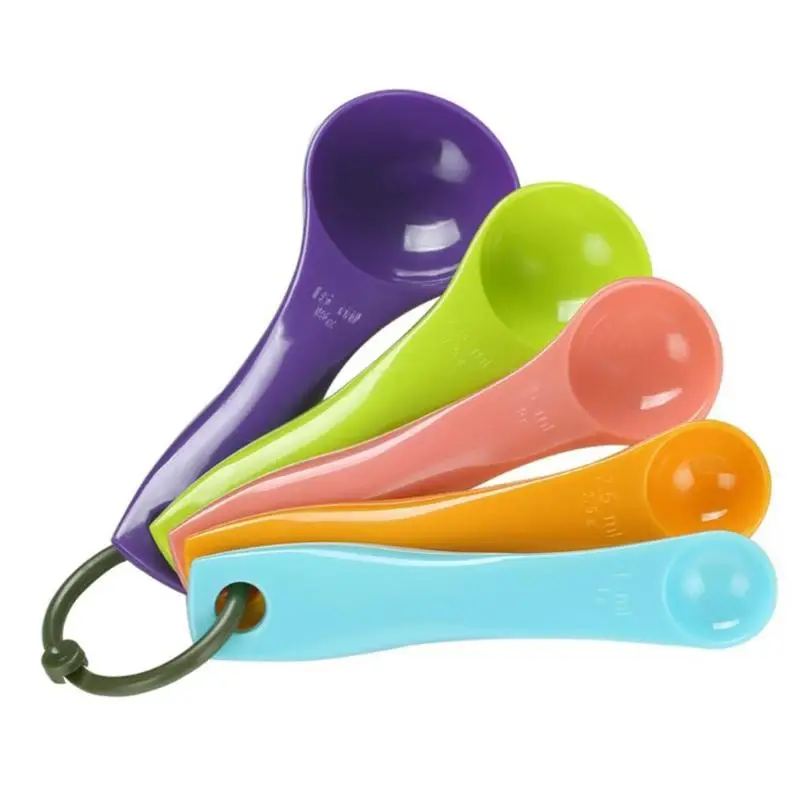 

5pcs/set Plastic Measuring Spoons Set 1 / 2.5 / 5 / 7.5/ 15ml Coffee Measure Spoon Super Sugar Cake Baking Spoon Kitchen Gadget