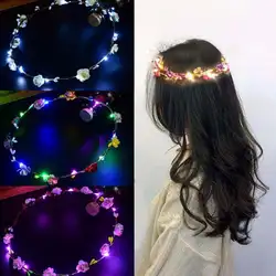 BellyLady Мода светящийся венок цветок оголовье для женщин обувь светодио дный девочек LED волос гирлянды рождественской вечеринки