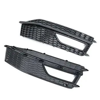 

2x New Car Front Bumper Facelift Fog Light Lamp Cover Front Racing Grille Grill For Audi A4 B8 S-line S4 2013-2015 Glossy Black