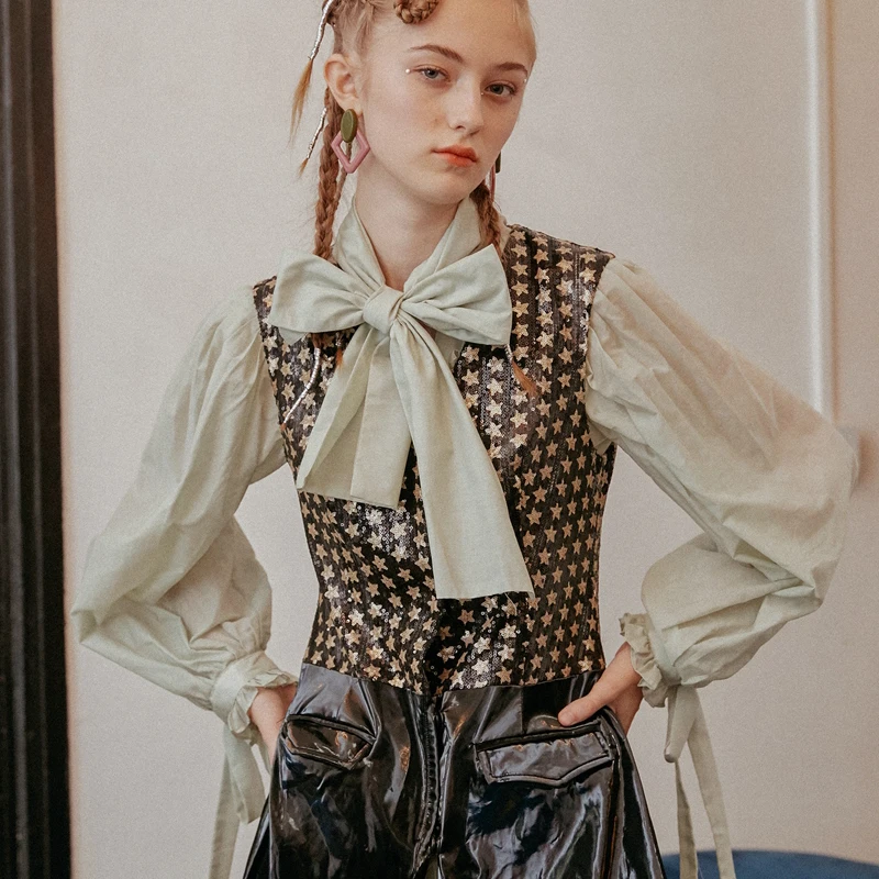 Manches Black Mode Noir Ourlet Jk193 Femmes V Irrégulière Lâche col Motif Gilet Printemps eam Imprimé 2019 Nouveau Sans royalblue Vest Évent waBUnYgxq