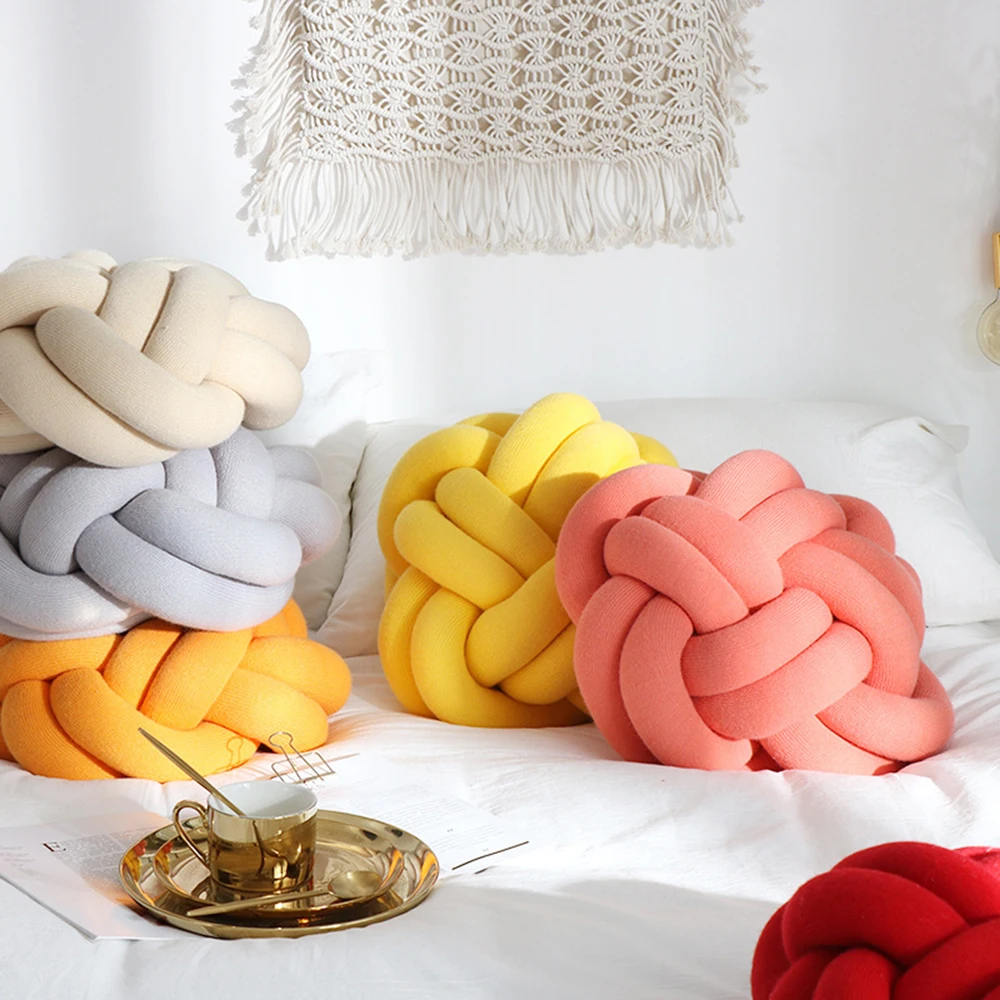 

INS Nordic Decorative Cushions Innovative Pillow Handmade Knotted Knot Rest Office Back Seat Pillow Cushion Simple Car 2018