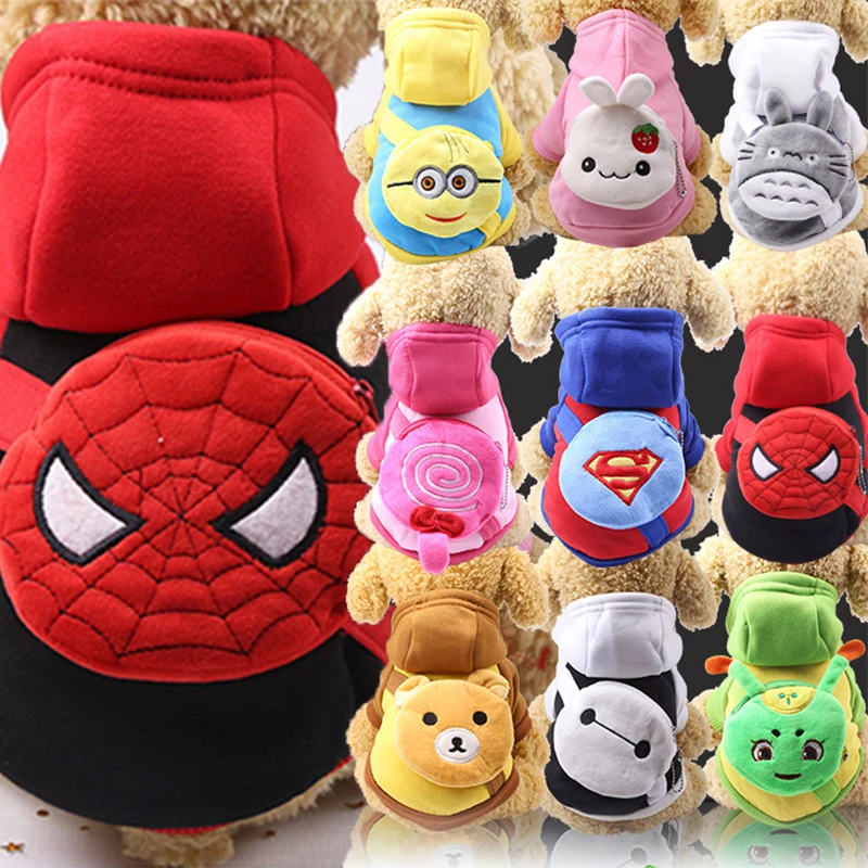 

Spiderman Cartoon Dog Hoodie Pet Dog Clothes For Dogs Coat Jacket Cotton Ropa Perro French Bulldog Clothing For Pets Clothing